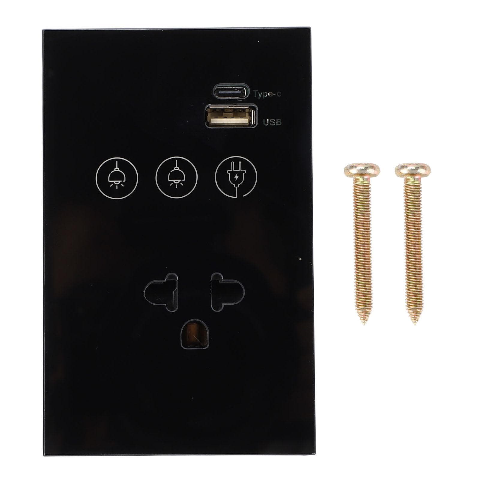 Smart Wall Outlet 2.4G WiFi Touch Light Switch Voice Remote Control Smart Plug with USB and Type C black