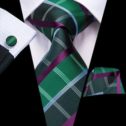 Mens Tie Classic Silk Necktie Pocket Square Cufflinks Set Paisley Floral Wedding N-3223