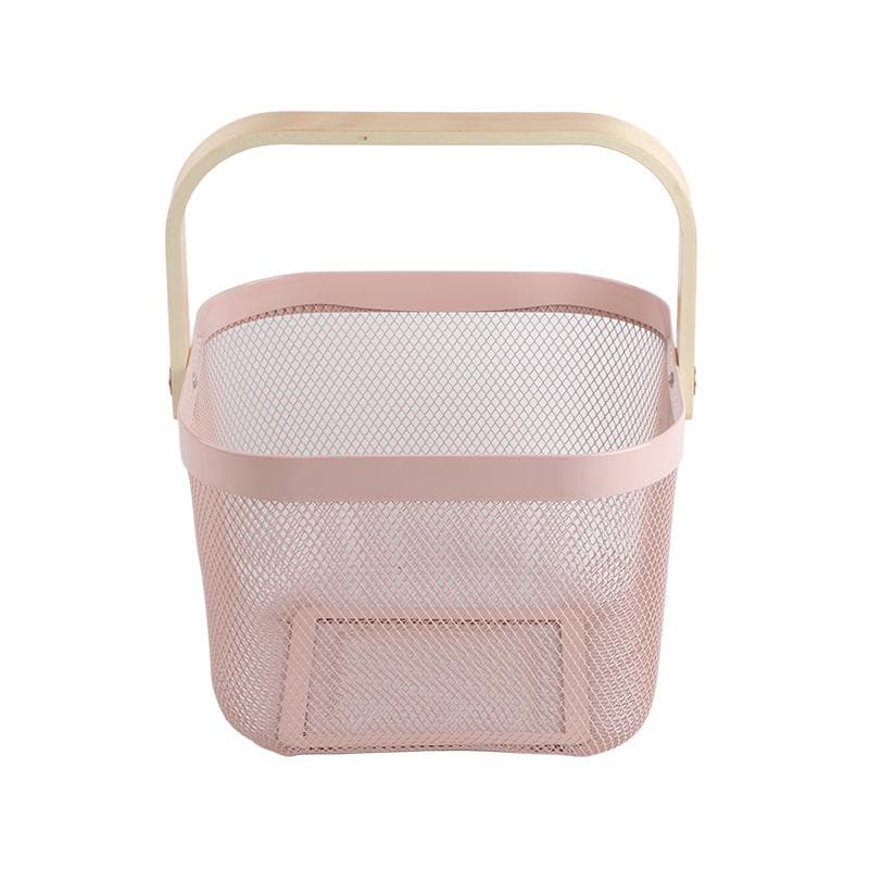 Fruit Colander Metal Material Comfortable Portable Handle Wear Resistant Practical Vegetable Drain pink