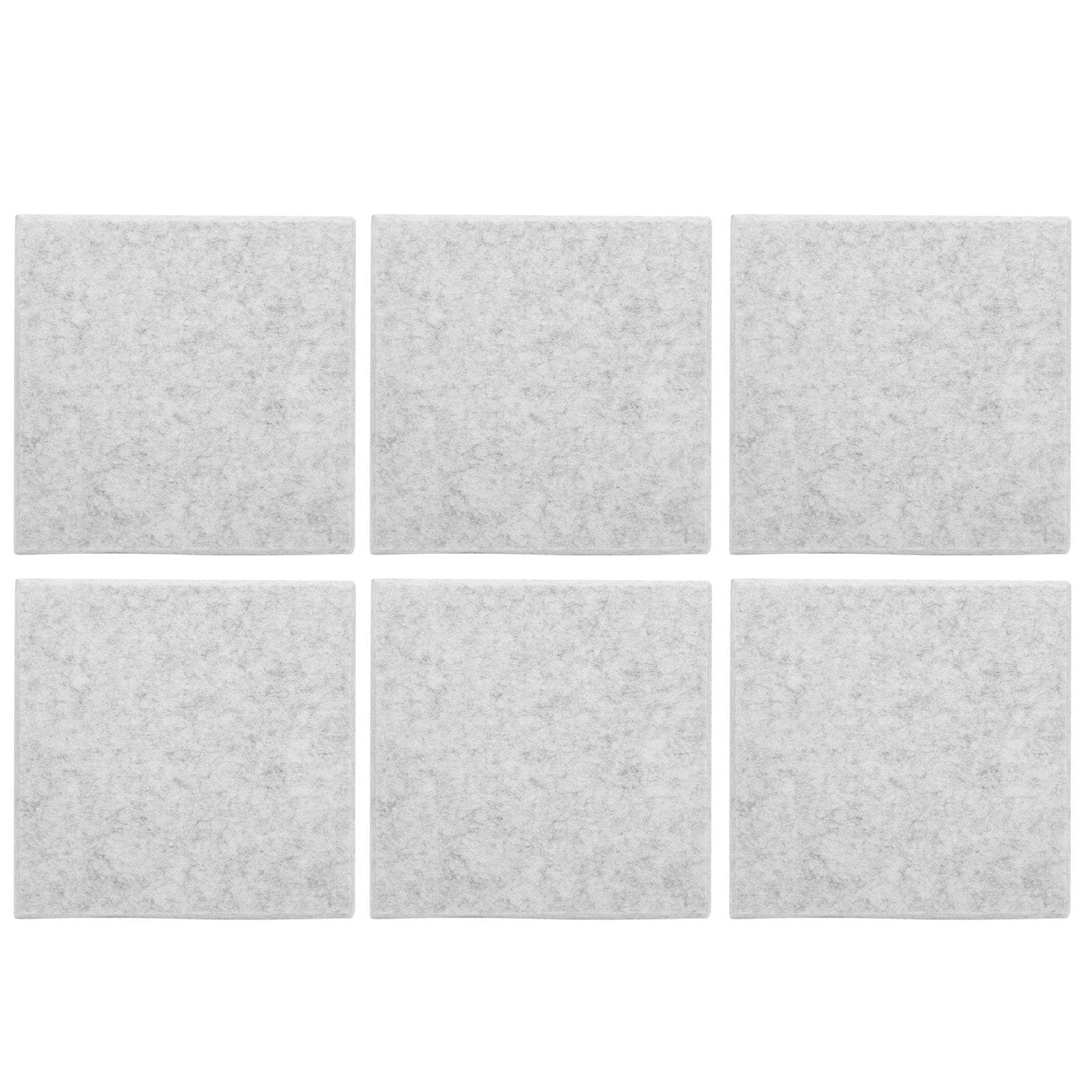 6Pcs SoundAbsorbing Board Acoustic Polyester Fiber Soundproof Fireproof Silencer Panels(Silvery silver gray