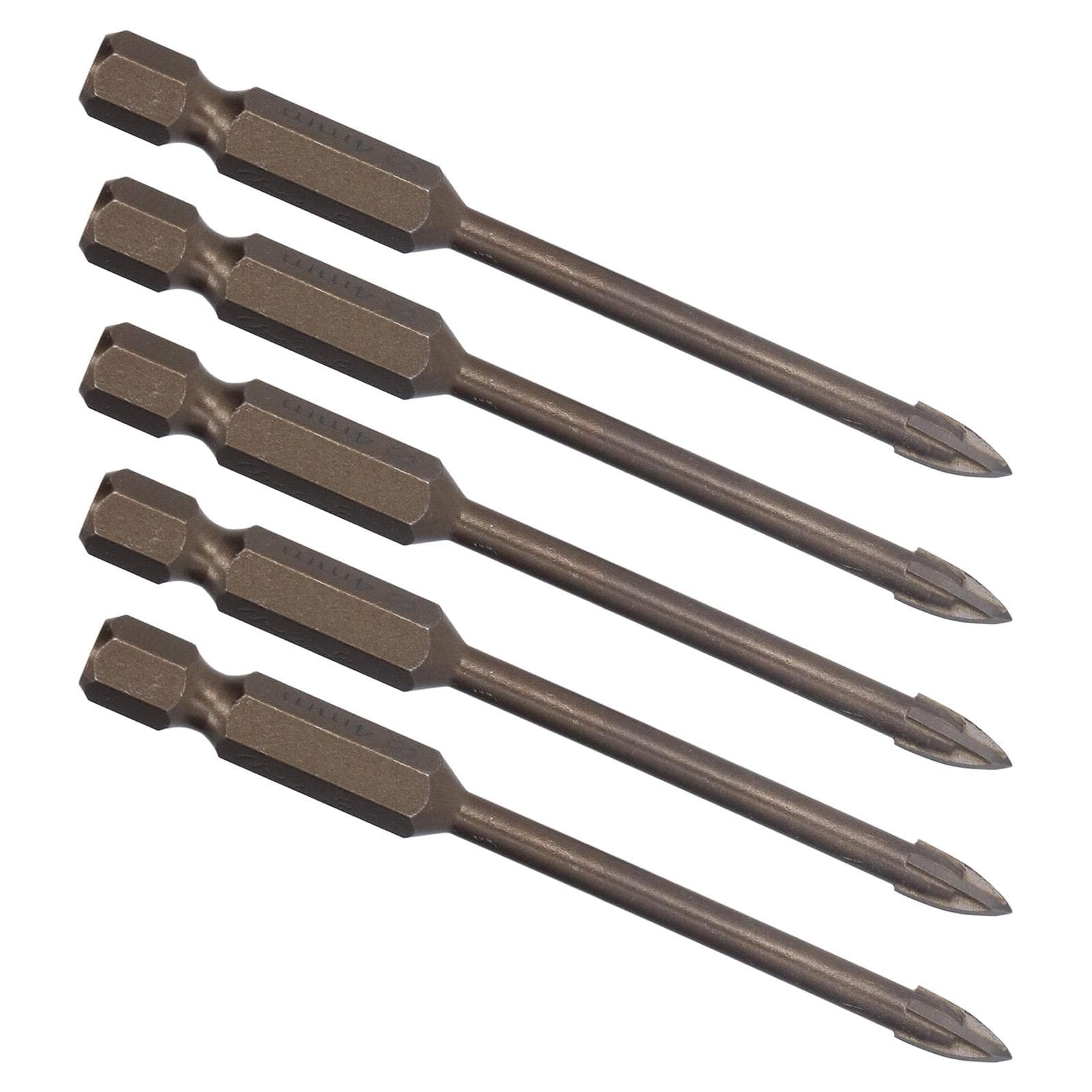 5Pcs Cross Drill Bit 14in Hex Shank Tile Glass Ceramic Concrete Hole Opener Hard Alloy Tool8mm