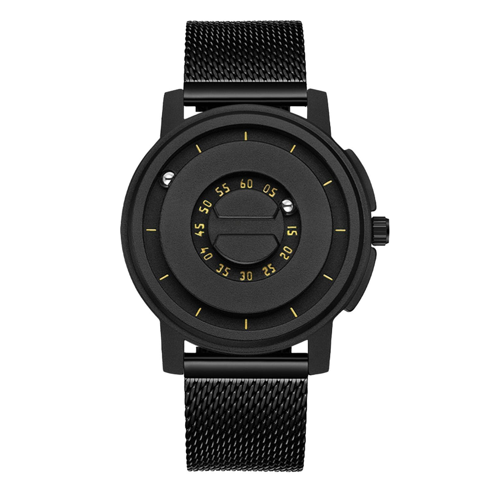Magnetic Bead Floating Watch Stainless Steel Strap 30 Meter Waterproof Unique Pointer Design Unisex yellow