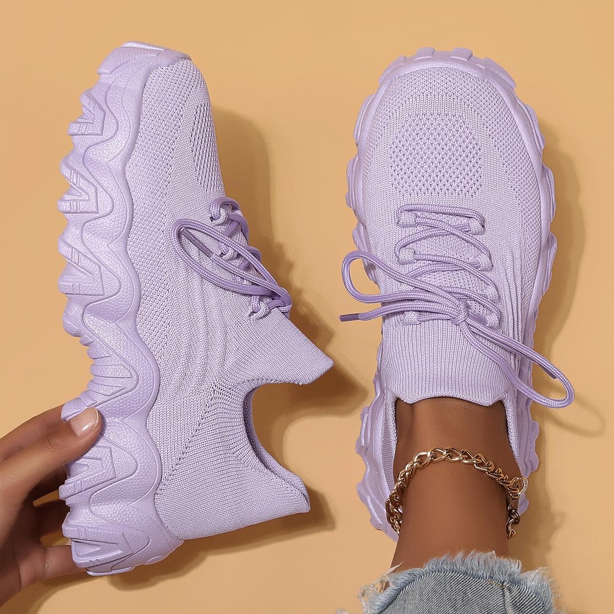 Platform White Shoes Women's New Ins Fashionable Autumn Versatile Muffin Lightweight Casual Sports Height Increasing Insole Women's Shoes 40 light purple