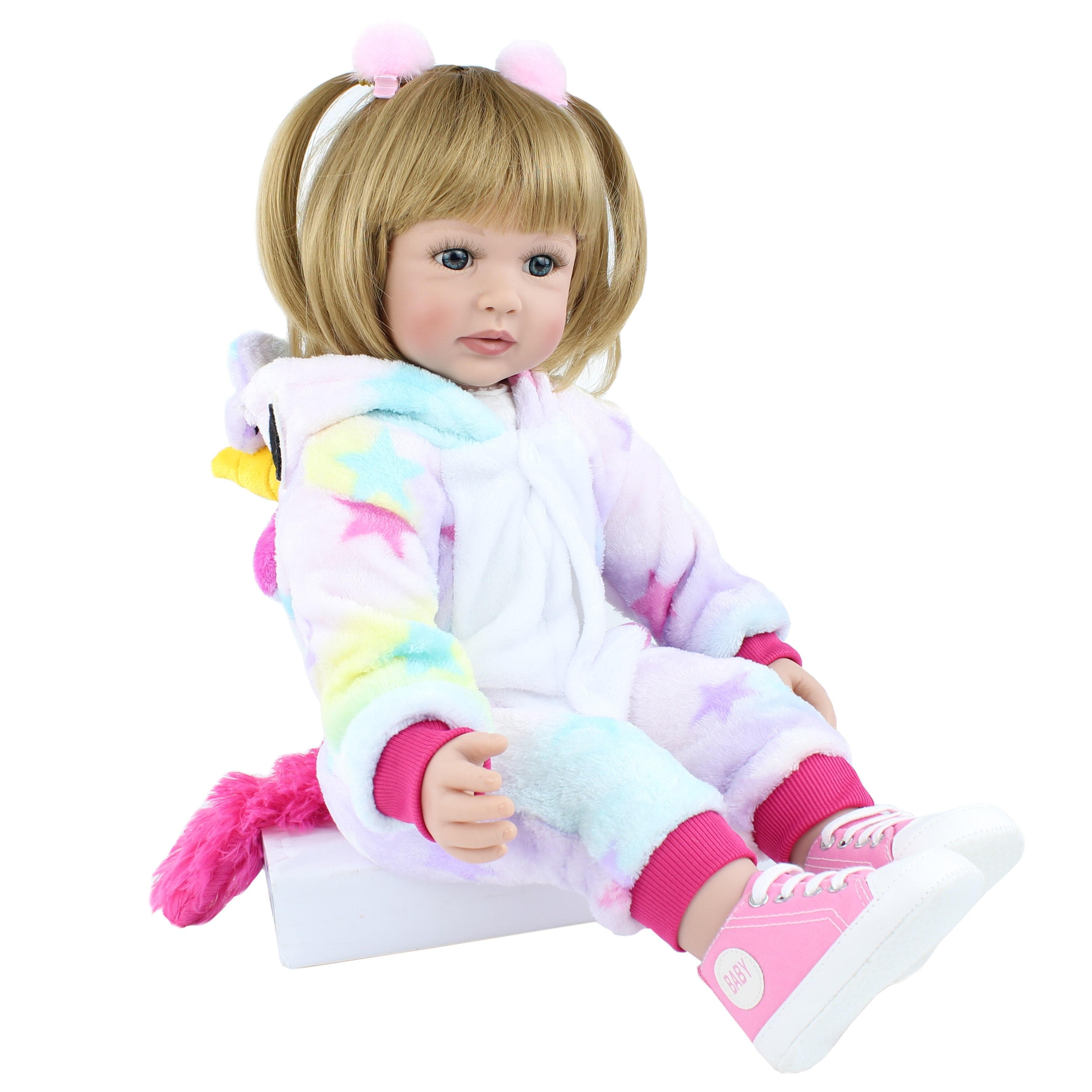 BZDOLL Lifelike 60cm Soft Silicone Reborn Toddler Doll Cloth Body Girl 24inch Princess Babies Blonde Bebe Child Birthday Gift 60cm doll