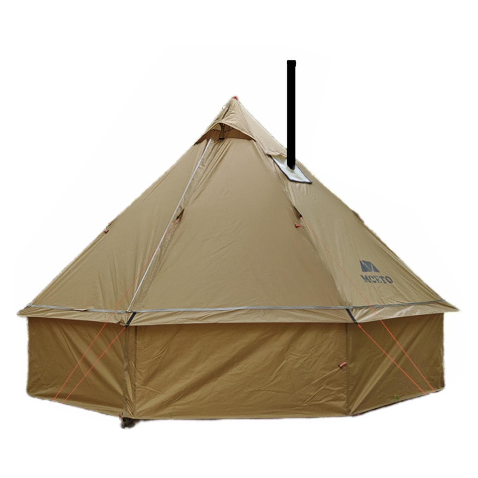 2-4 People Tipi Hot Tent with Stove Jack Camping Pyramid Teepee Tent for Camping Backpacking brown