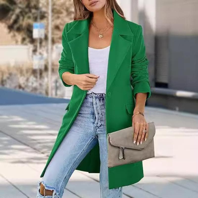 Autumn and Winter Woolen Women's Coat, One Button Woolen Coat M