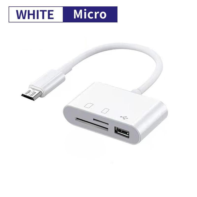 Multi-Function Type-C Card Reader for Android and PC - OTG 2.0 SD/TFU Compatible 3-in-1 Android white