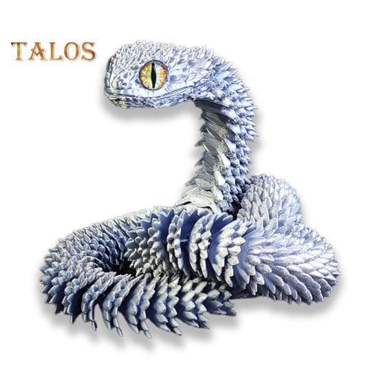 3D Printed Snake Figurine Movable Joints Snake Figure Articulated Animal Model Toy Home Office Bookshelf Desktop Decoration Ornament 30cm silver