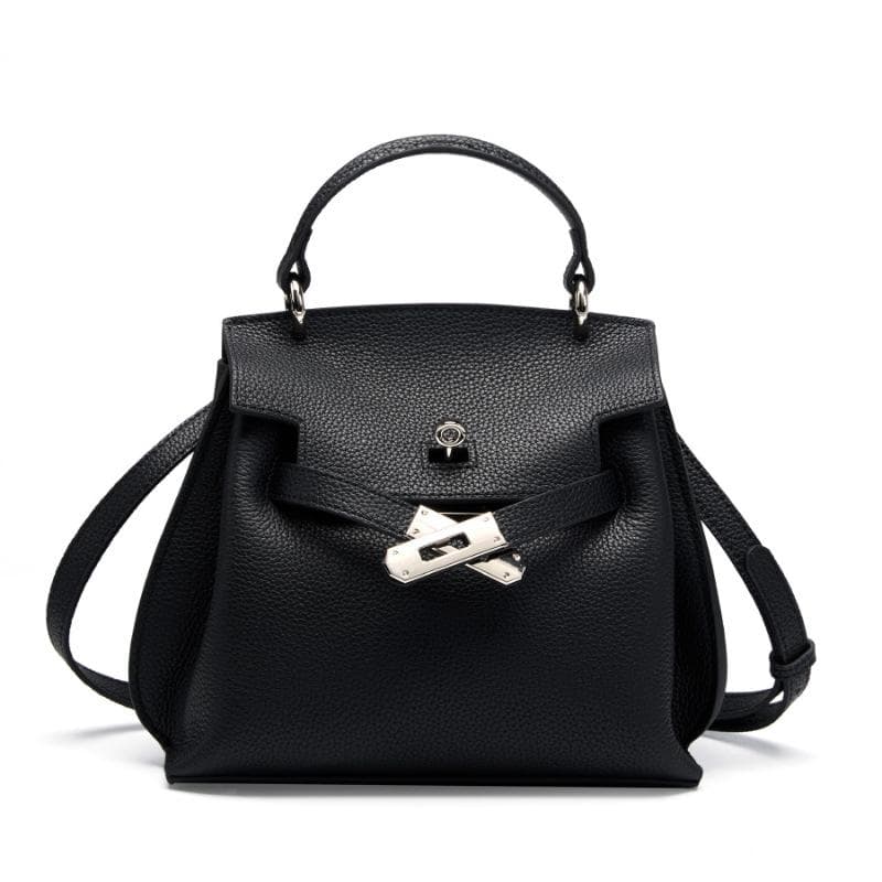 Women's Bag Fashion Retro First Layer Leather Bag Single Shoulder Crossbody Leather Bag Bag 20*8*19CM black