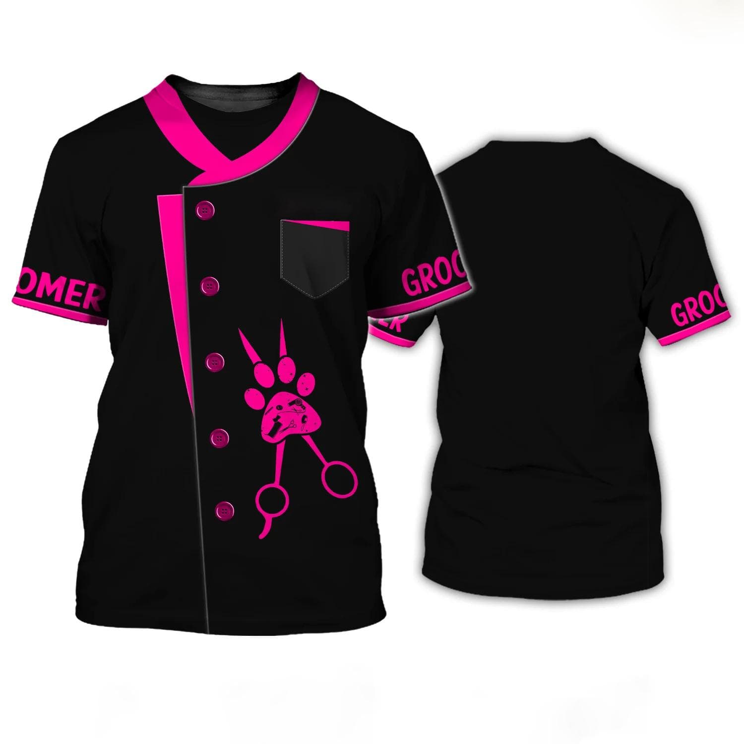 Pet Groomer T-Shirts Dog Cat Grooming 3D Print Streetwear Men Women Fashion Oversized T Shirt Cosplay Tees Tops Uniform Clothing L
