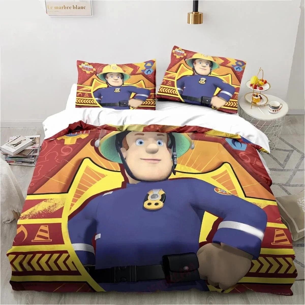 Cartoon Fireman Sam Toys Bedding Set Duvet Cover Bed Set Quilt Cover Pillowcase Comforter king Queen Size Boys Adult Bedding Set 70x133cm 2pcs
