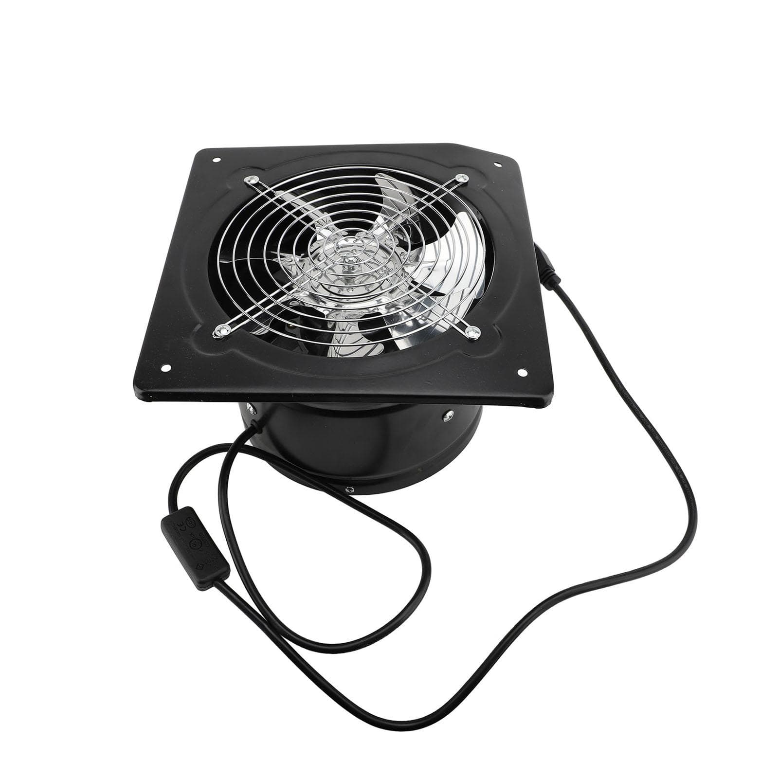 3 Holes Exhaust Fan with Switch Window Mounted Silent Ventilation Fan for Kitchen Hood Bathroom 8 Inch black