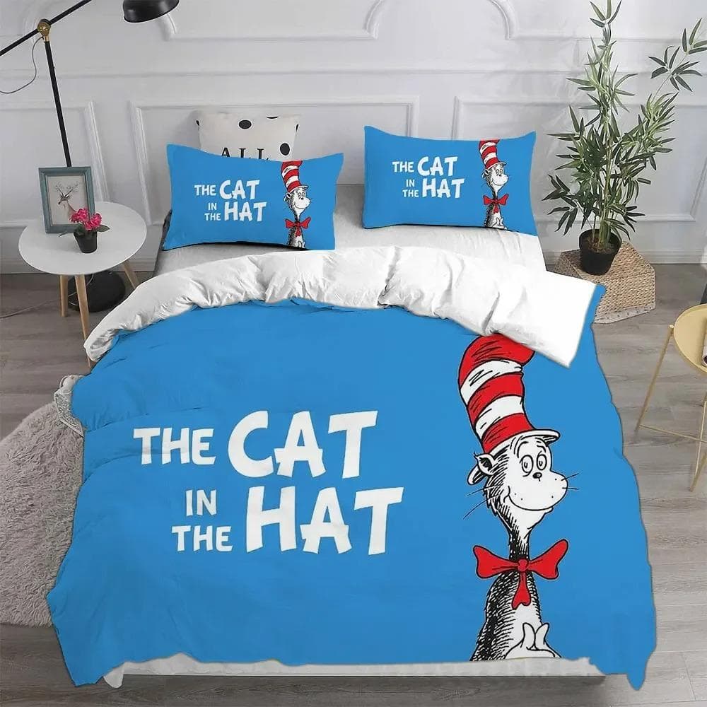 The Cat in the Hat Bedding Sets Comforter Quilt Bed Cover Duvet Cover Pillow Case Sets Kids Adult Size Home Textiles AU Double 180x210cm