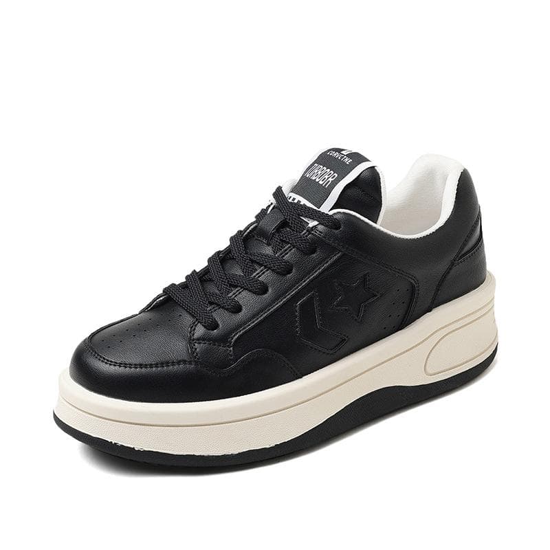 Thick-soled Sports Small White Shoes Women's Autumn and Winter New Leather Heightening and Slimming All-match Casual Dad 40 black