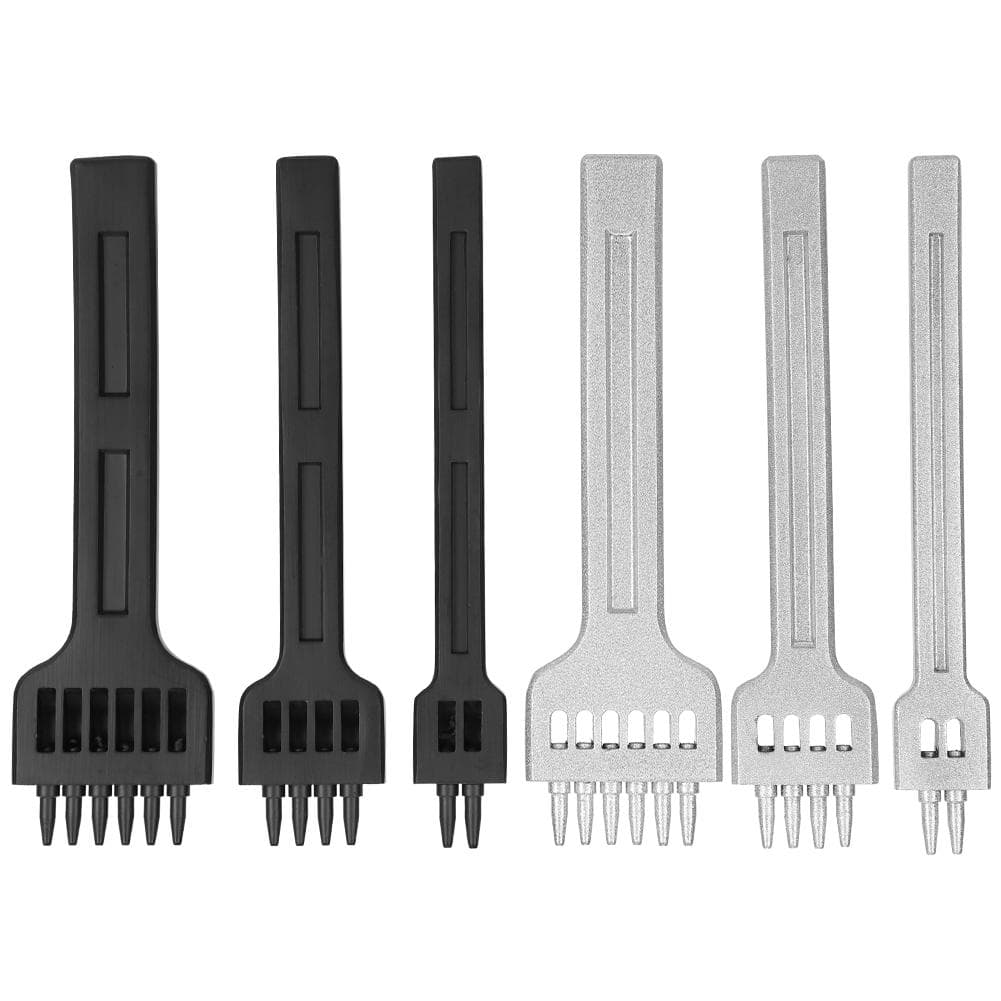 6Pcs Prong Chisel Round Hole DIY Leather Punch Tool HighCarbon Steel 2 Hole 4 Hole 6 Hole 4mm