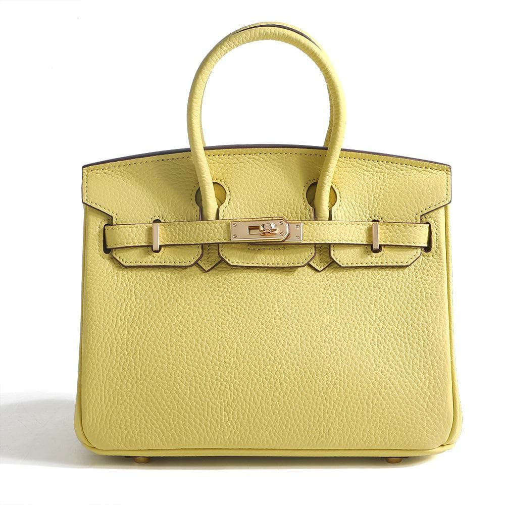 Head Layer Cowhide Platinum Bag Genuine Leather Women's Bag Large Capacity Handbag Women's High-end Sense Commuting Shoulder Cross Shoulder Bag 25CM yellow