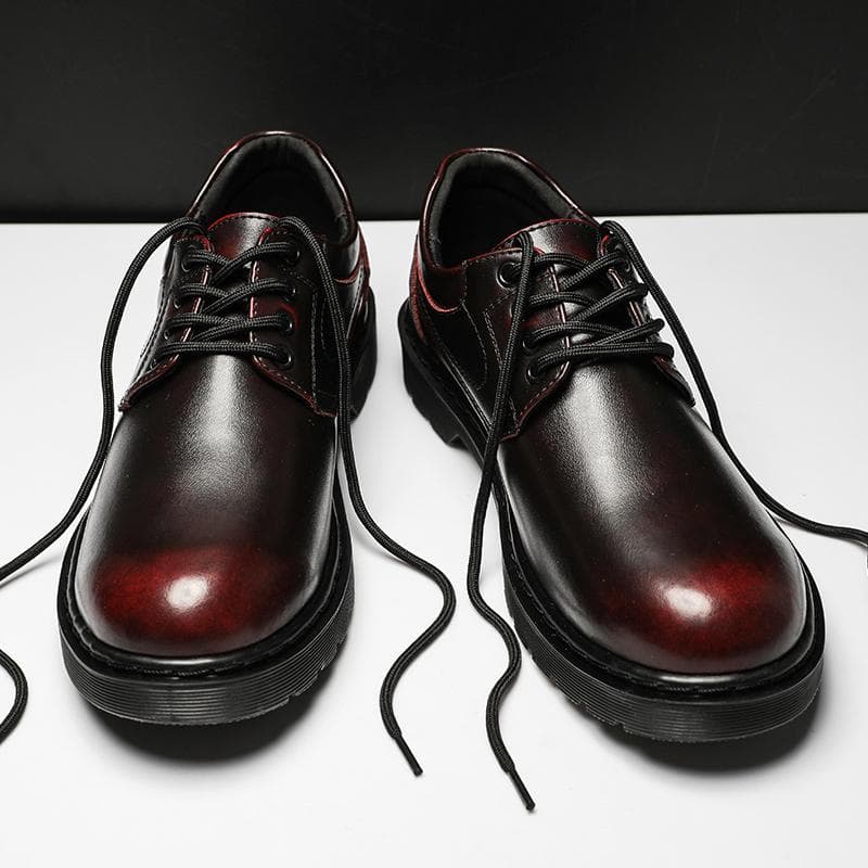 Brand New British Style Luxury Outdoor Brand Thick Bottom Oxford Shoes Men Lace Up Safety Shoes Beef Tendon Outsole Work Shoes 47 wine red