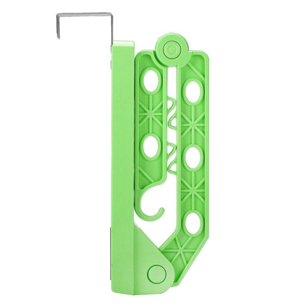 Foldable Clothes Hanger Rack Portable 5 Holes Closet Organizer Space Saving Over Door Drying Clothes Rack green