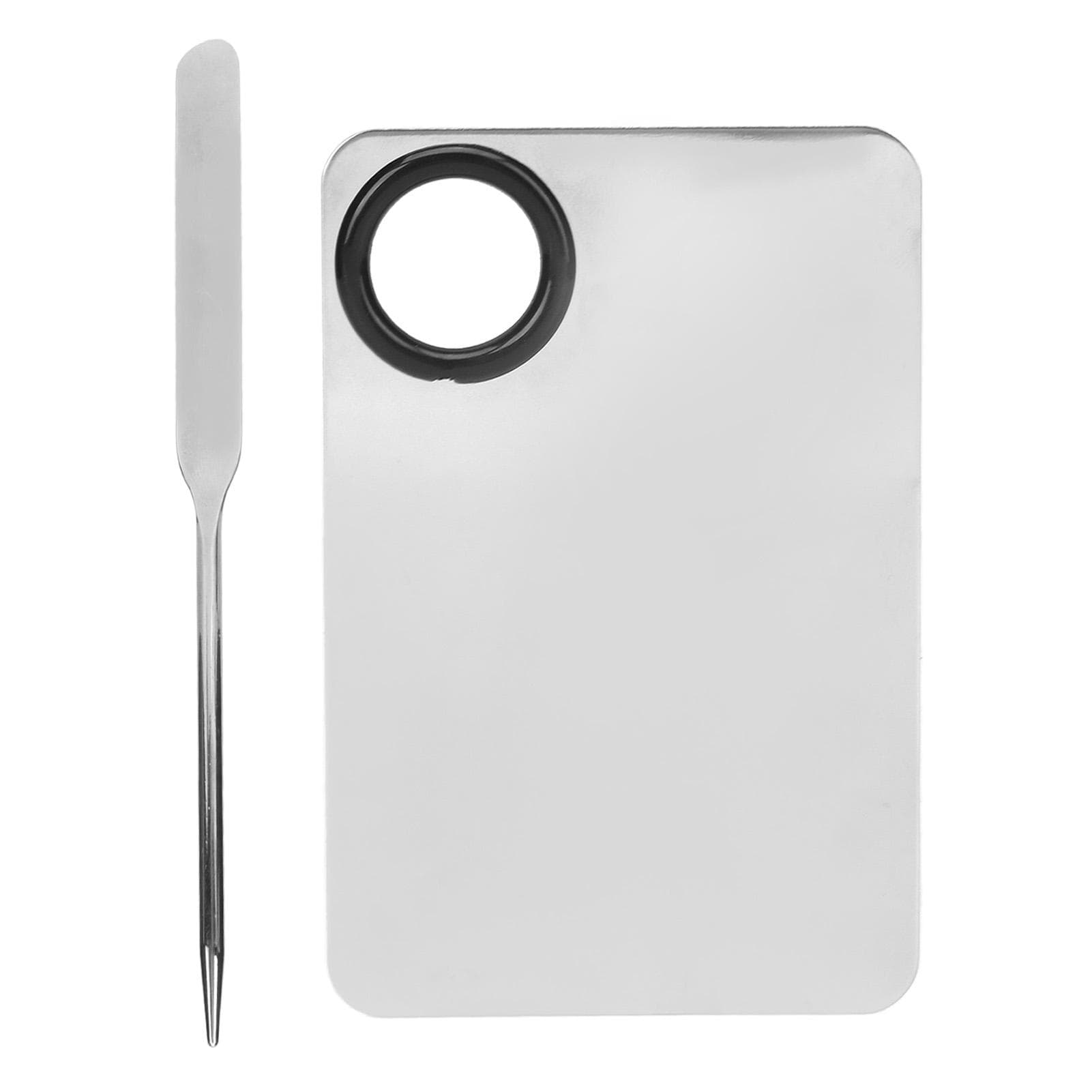 304 Stainless Steel Cosmetic Makeup Spatula Palette Set Cosmetic Foundation Mixing Palette with PU
