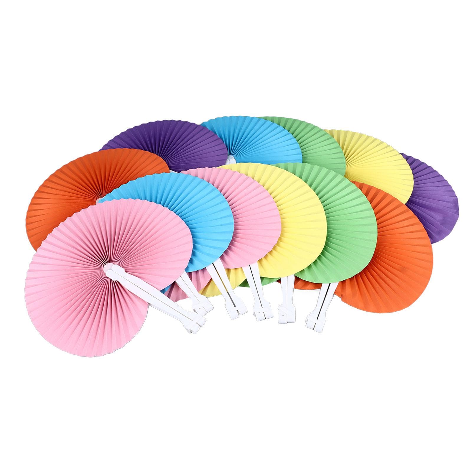 12Pcs Handheld Paper Fans Different Colors Light Durable Wrinkle Resistant Folding Handheld Fans