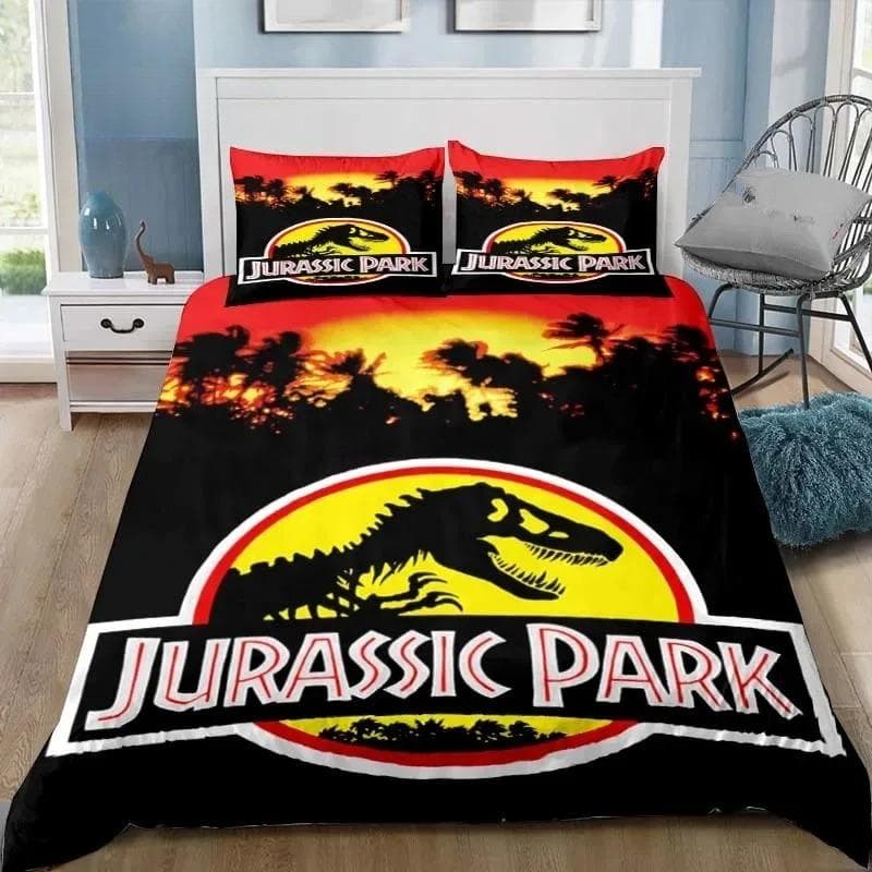 Dinosaur Jurassic Park 3D Print Bedding Set Single Twin Full Queen King Size Bed Set Adult Kid Bedroom Bedding Gift 155X220cm-3pcs