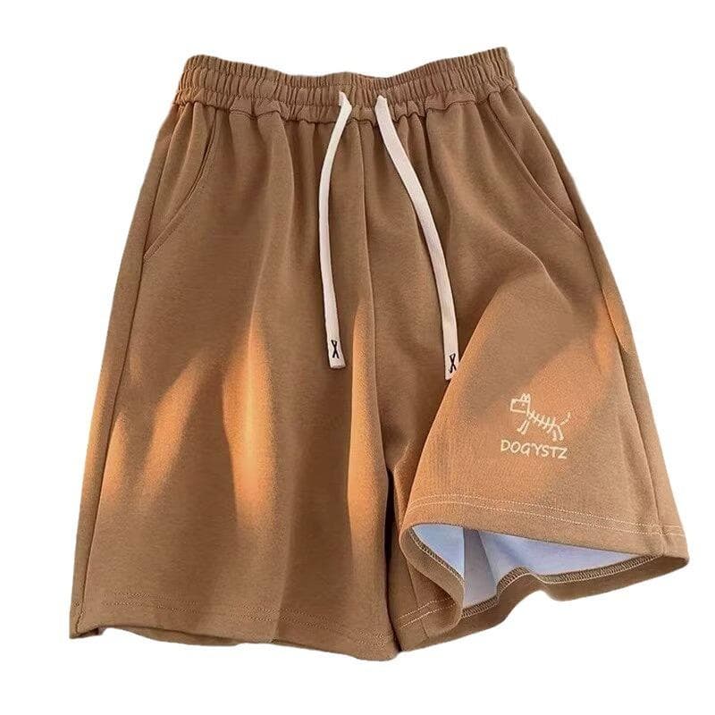 Retro Simple Shorts Men's Summer Teenager Versatile Print Loose Casual Centre Pants One size