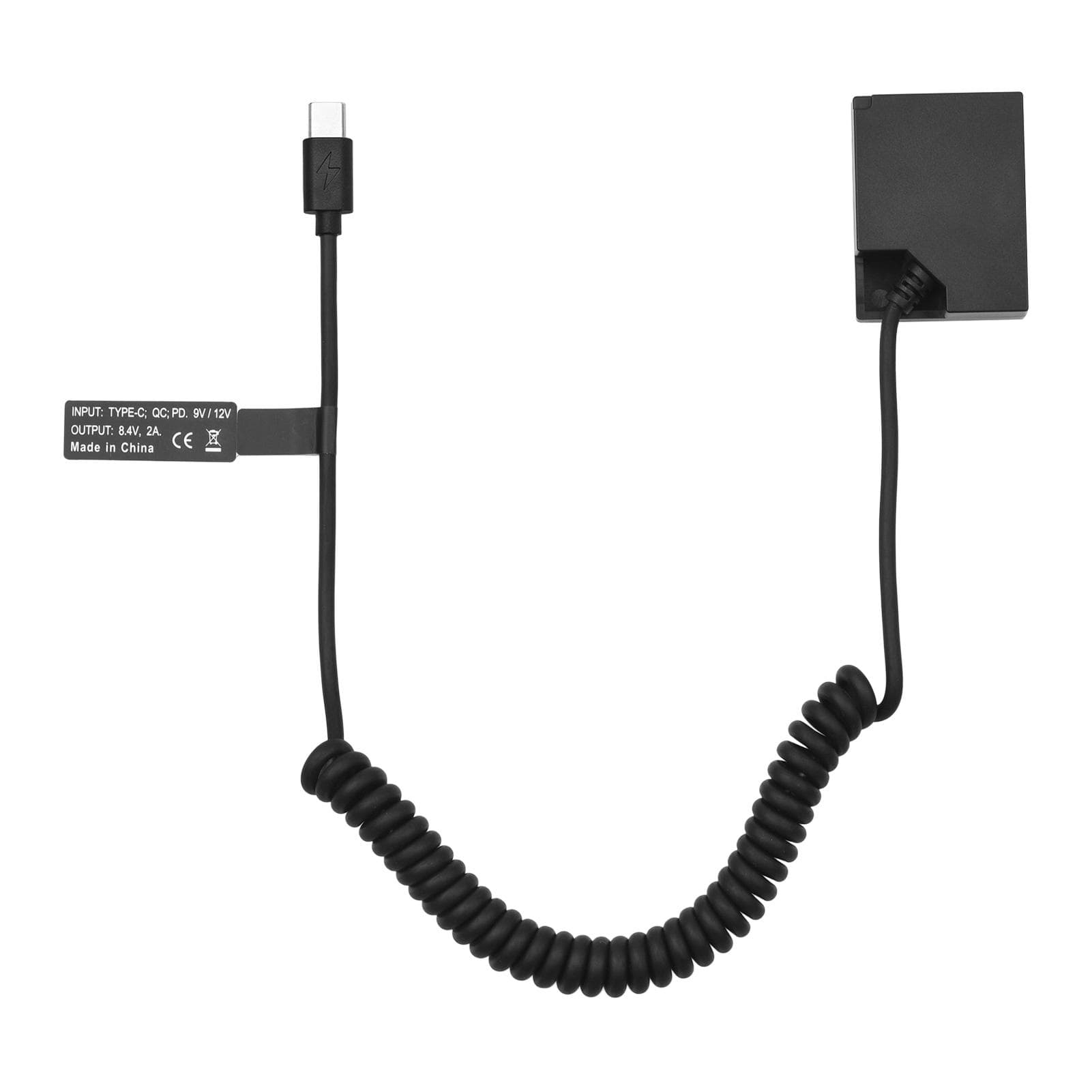 Andoer NP-W126 Dummy Battery USB-C Coupler Adapter Dummy Battery Coupler with USB Type-C Spring black