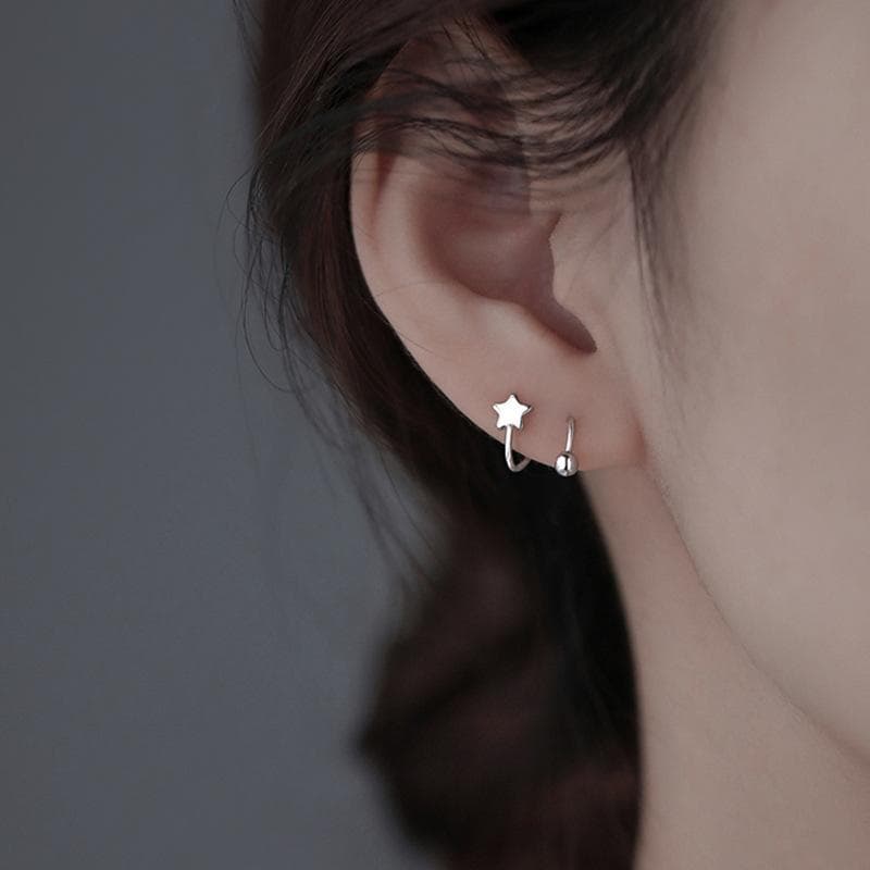 Stainless Steel Piercing Screw Ball Star Ear Bone Rotating Line Wave Mini Studs Women Unusual Earrings Adjustable