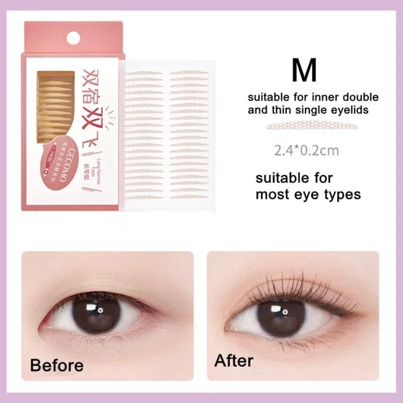 240PCS Invisible Double Eyelid Tape Sticker Long Lasting Double-Fold Self-Adhesive Lace Paste Clear Beige Big Eye Tools