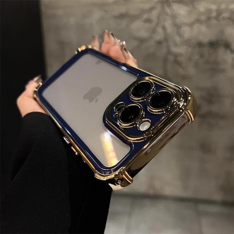 Two-color Electroplating Suitable for IPhone16proMax Mobile Phone Case Apple 15 Four-corner Anti-fall Space Shell 14 Full-inclusive Set iPhone11pro