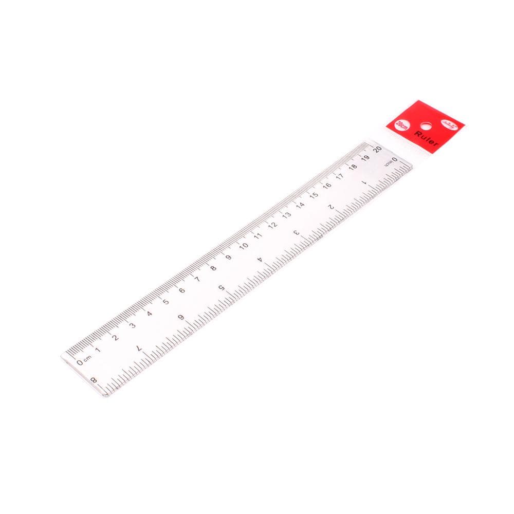 1pc 20cm8 Inch Plastic Transparent Ruler Simple Straight Ruler Measuring Tool for Student School transparent