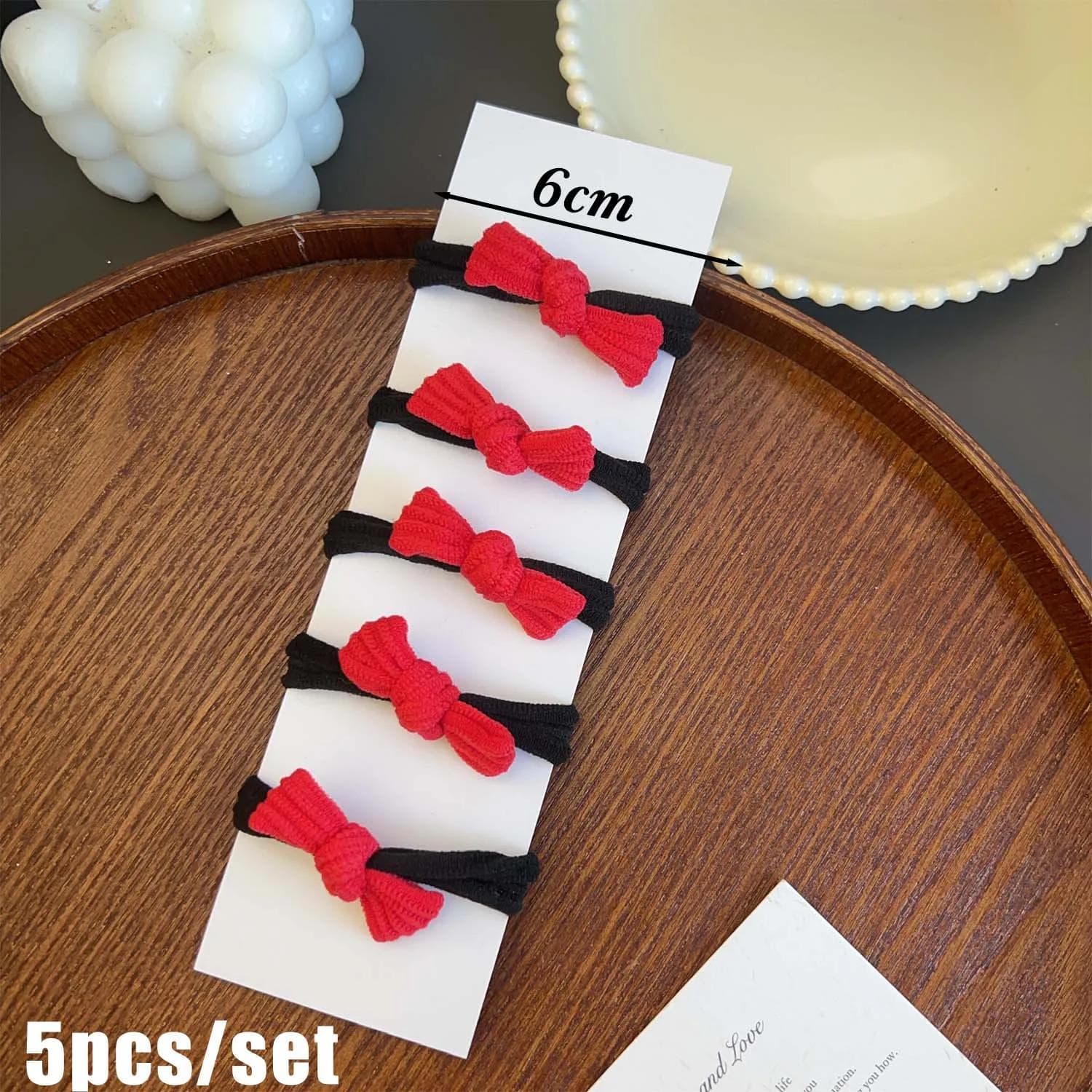 Korean Red Sweet Bowknot Hair Bands for Girls Scrunchies Simple Black Elastic Hair Ties Ropes Ponytail Holder Fashion Headwear black