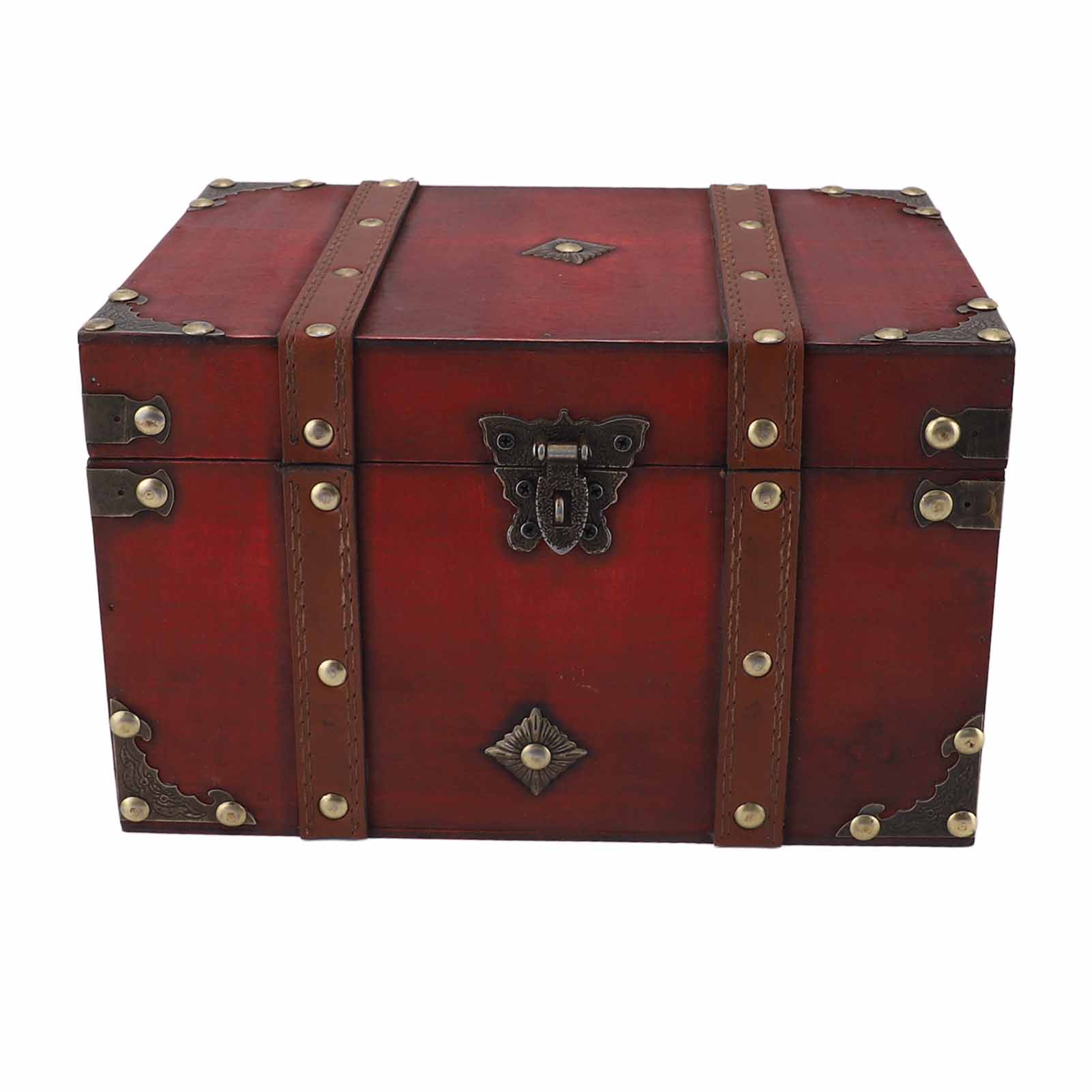Vintage Wooden Storage Box Antique Decorative Treasure Chest Box Large Exquisite Storage Box