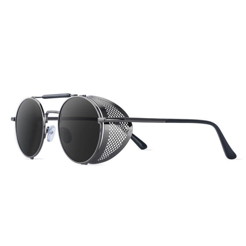 Retro Round Metal Sunglasses Steampunk Men Women non-polarized Glasses Shades grey&grey