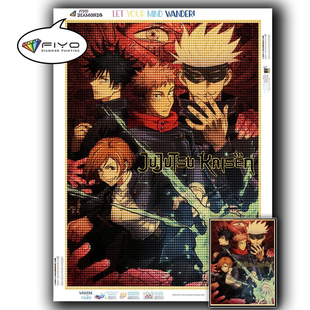 5D DIY Diamond Embroidery Anime Jujutsu Kaisen Picture of Rhinestone Diamond Painting Paper Vintage Poster Diamond Mosaic Needlework Home Decor Full Square 20X30CM