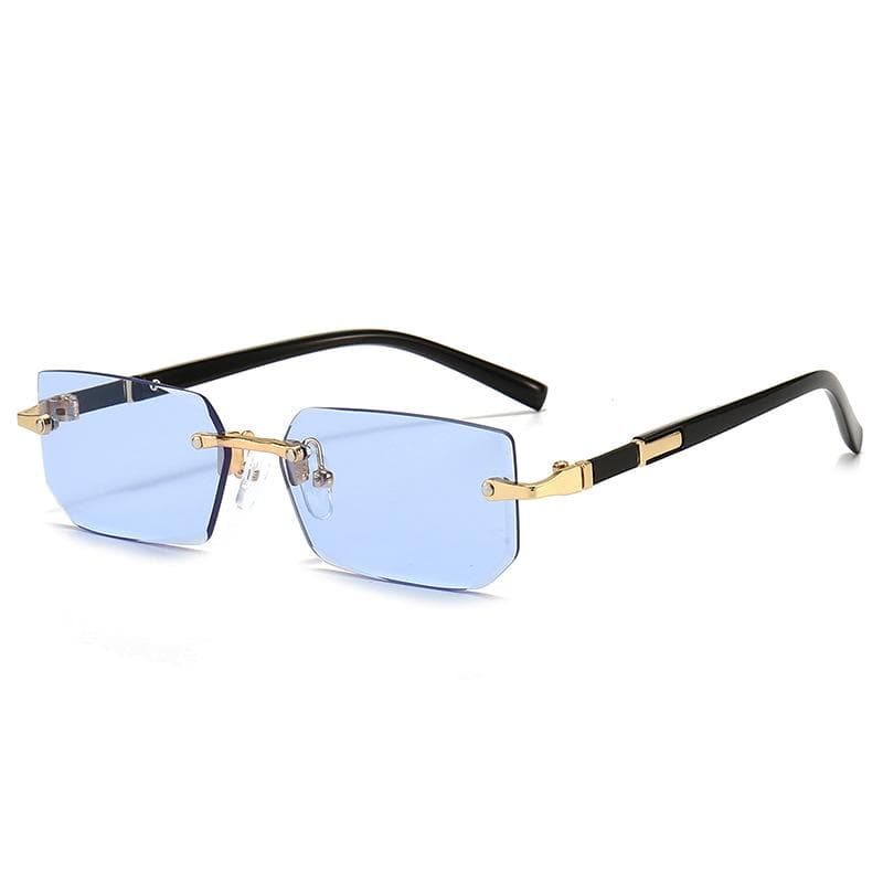 New Trendy Metal Frameless Rectangle Sunglasses Cut Edge Design Personalized Jelly Colors for Women Men As Picture
