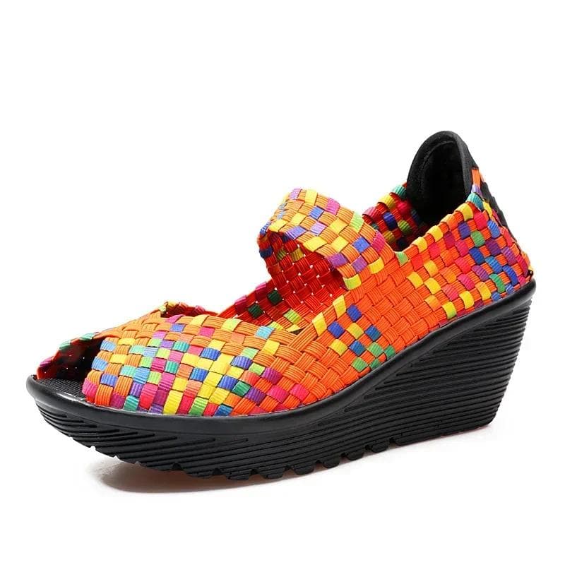 Wedge Platform Weave Sandals Fashion Peep Toe Comforty Breathable Mom Shoes Female Casual Thick Bottom Sandalias Mujer 2024 38