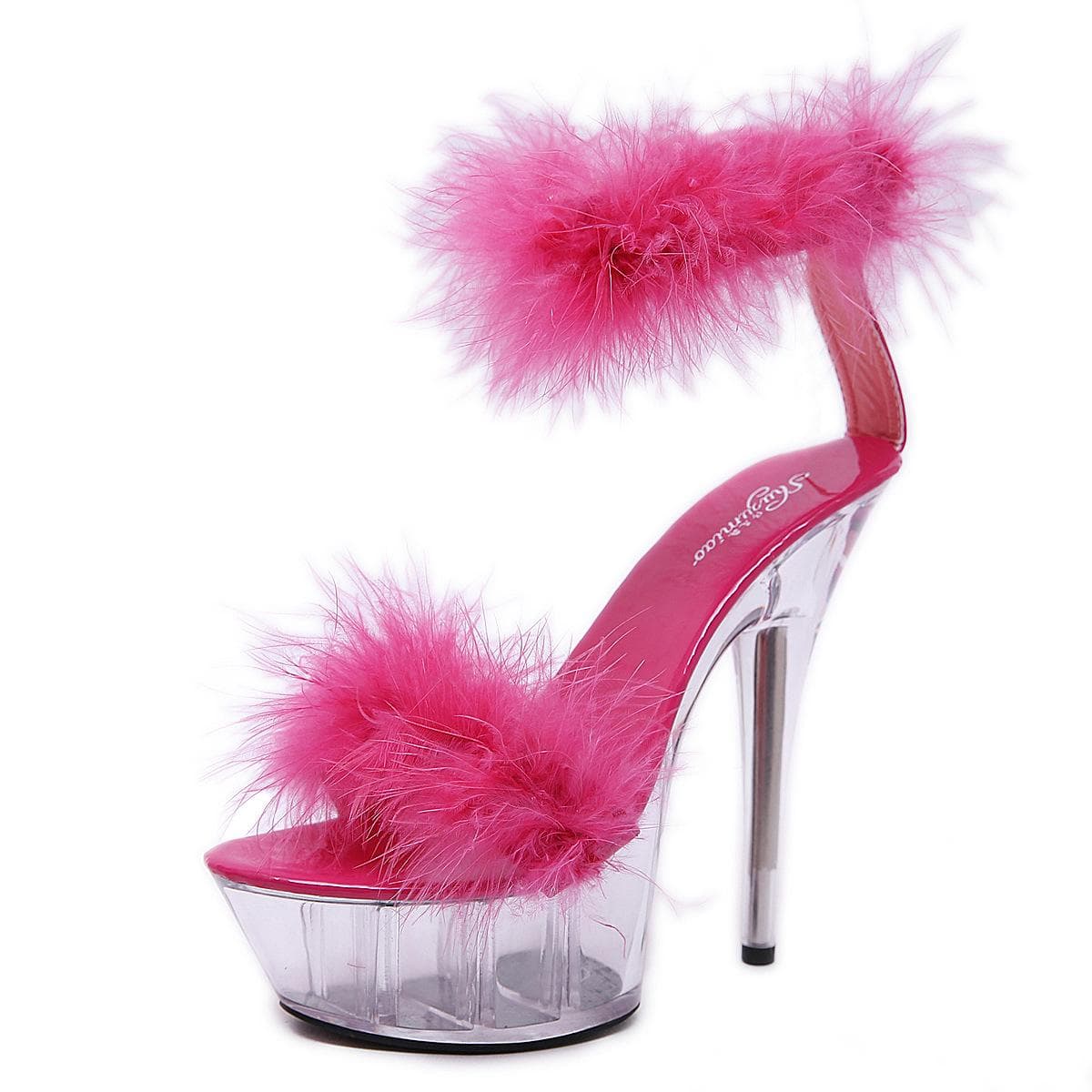 Woman High Heels Stiletto Sexy Black Waterproof Platform Hate The Sky High Fur Sandals Female Summer 330 Series 15cm Heel 5cm Platfrom LFD 41 red/plum