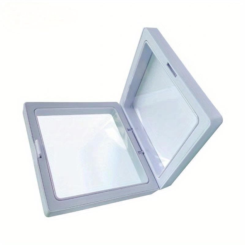 3D Floating Picture Frame Shadow Jewelry Box Display Stand Ring Pendant Holder Protect Jewelry Stone Presentation Case white