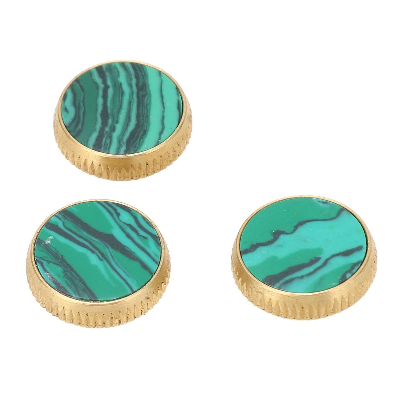 3 Pcs Trumpet Valve Cap Embedded Green Standard Metal Finger Button Trumpet Valve Replacement Parts gold