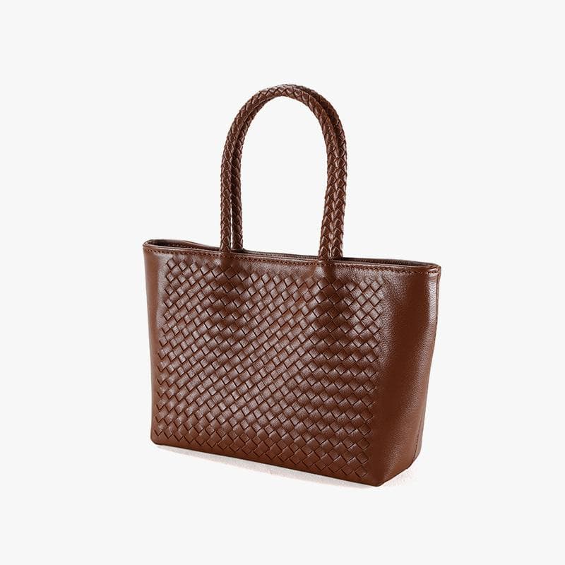 Spring Hand-woven Leather Bag Niche Simple Leather Women's Bag Commuting Versatile Women's Shoulder Bag brown