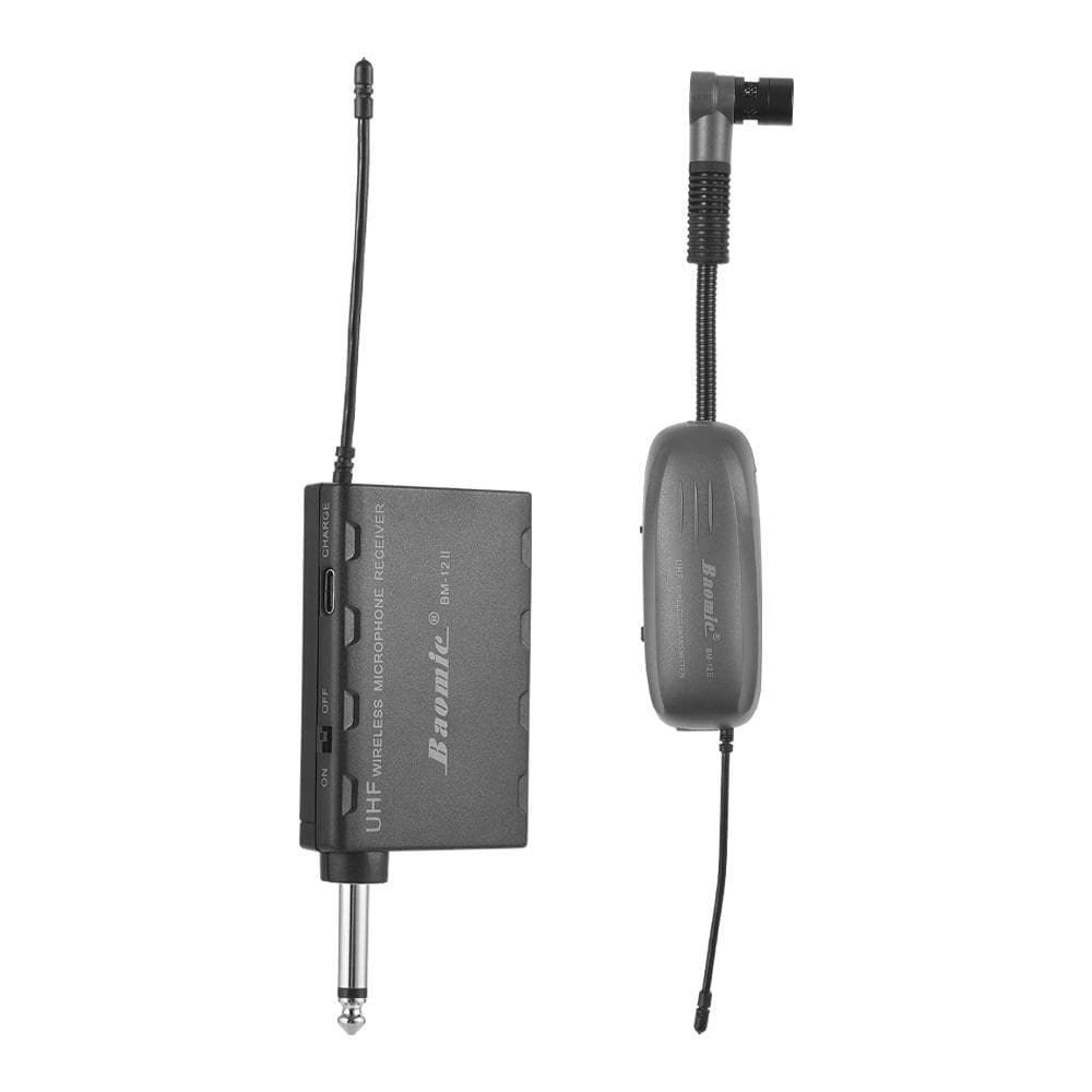 Baomic BM-12/V2 Professional UHF Wireless Instrument Microphone System Receiver & Transmitter 16 black