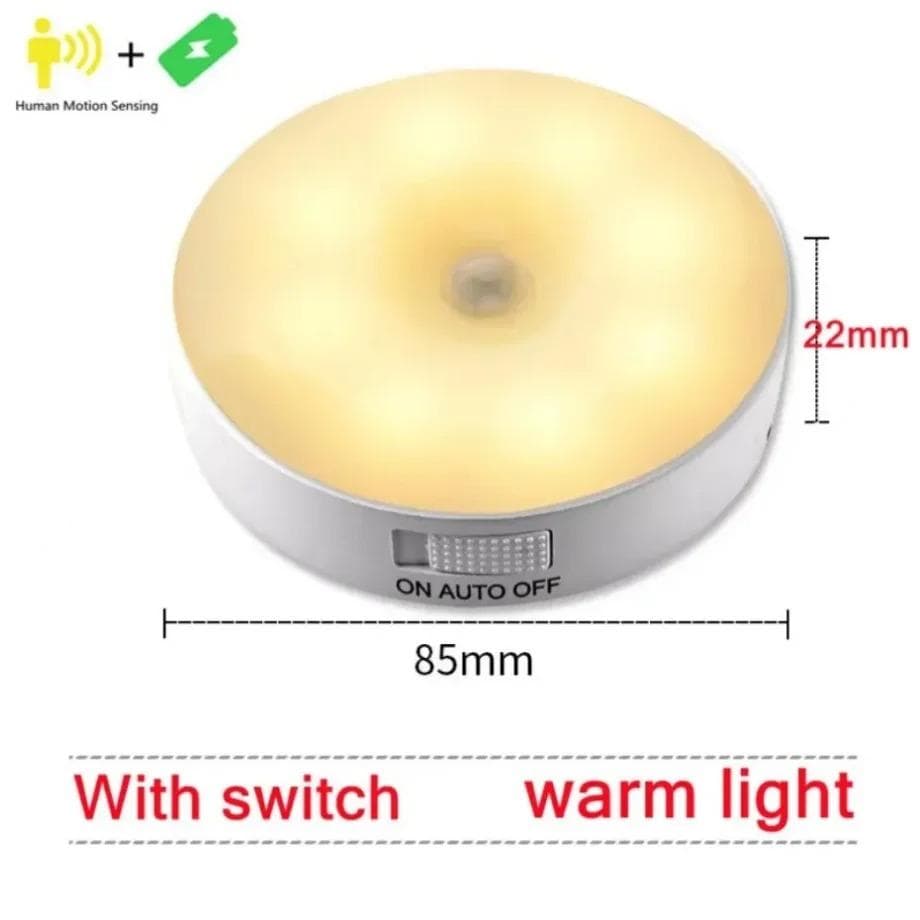 2/3/4/5pcs Motion Sensor LED Night Light USB Rechargeable Night Lamp for Kitchen Cabinet Wardrobe Lamp Staircase Wireless Closet Light Warm light-1PC