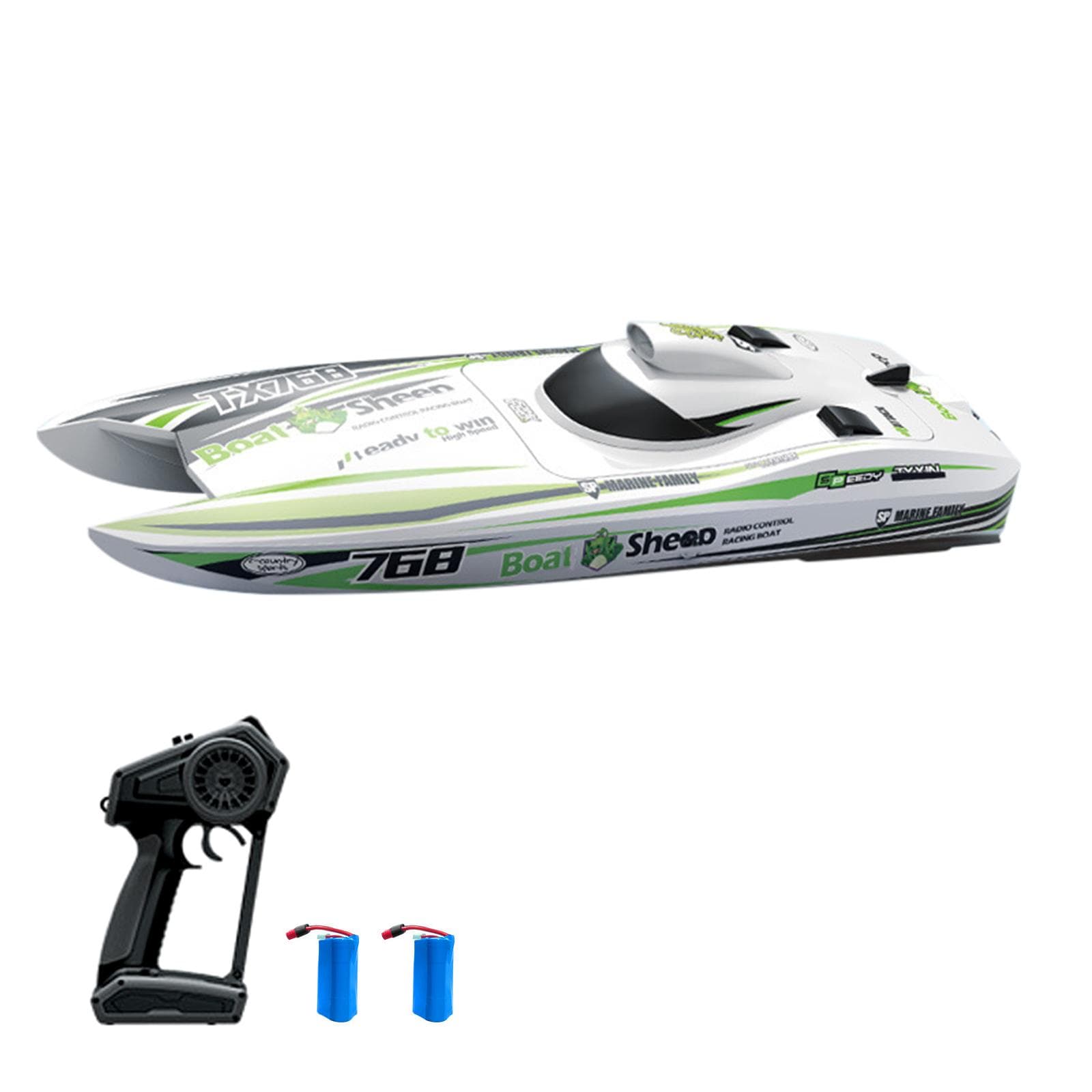 Remote Control Boat 2.4GHz High Speed 30km/h Brushless Turbojet Speedboat Remote Control Ship 2 battery white