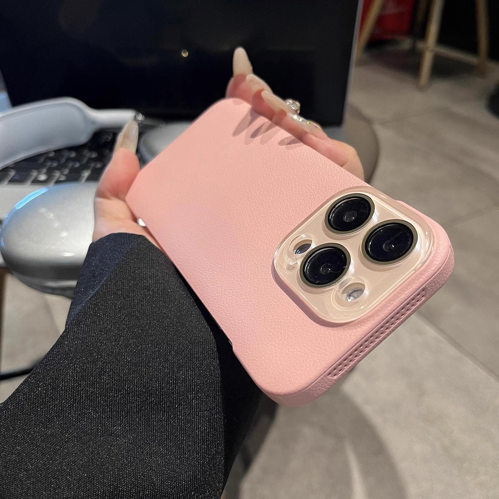 Applicable To IPhone16Promax Lychee Pattern Skin-feeling Crystal Apple 14 Mobile Phone Case 13 Frameless Protective Case 15 iPhone12