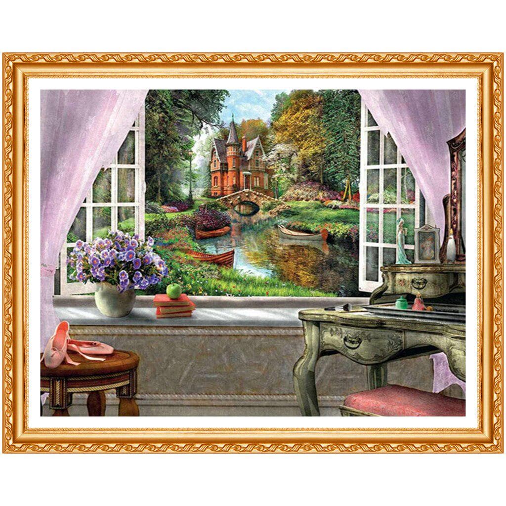 DIY Diamond Landscape Garden Picture of Rhinestones Full Round Crystals Embroidery Cross Stitch Kits 20X30CM