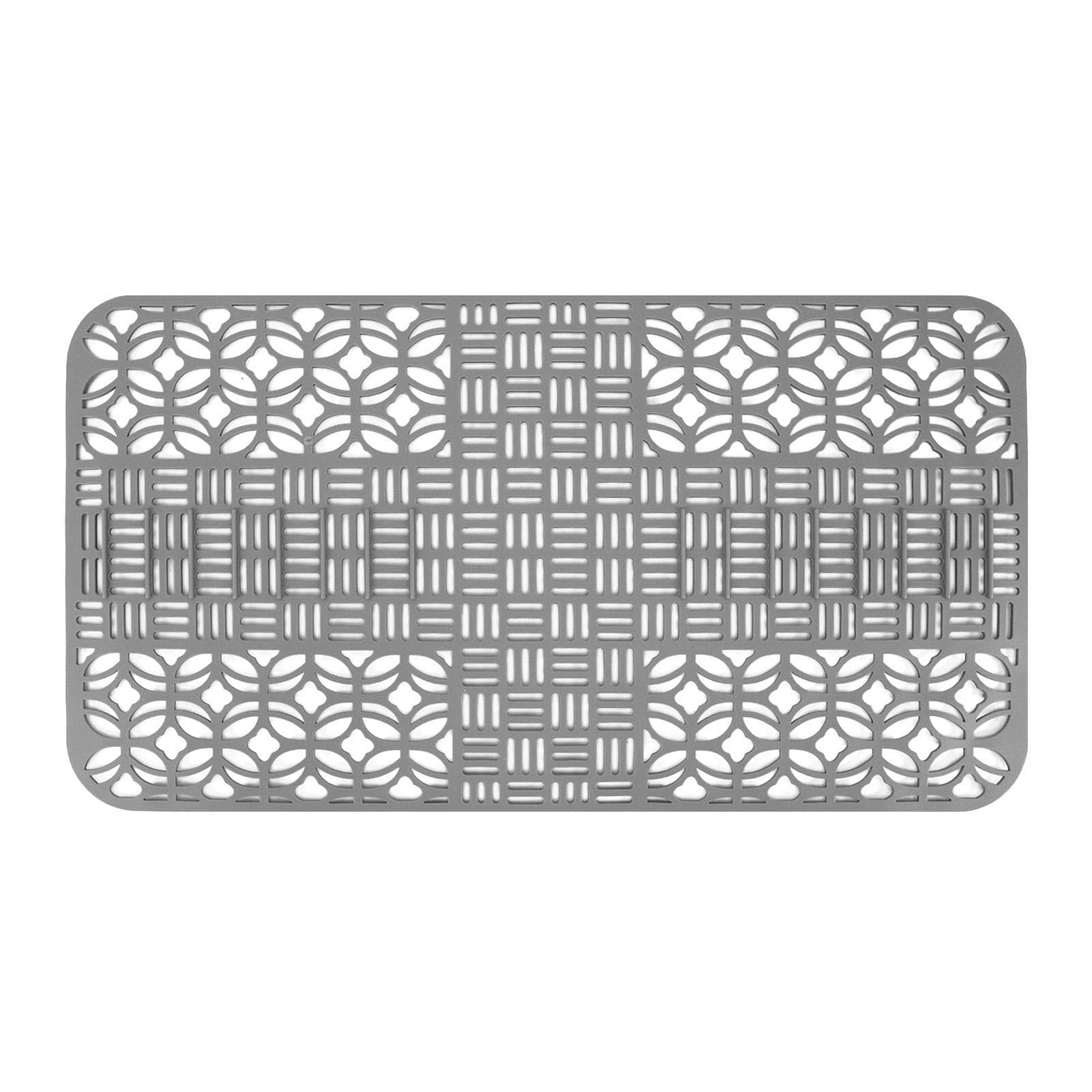 Sink Mats Silicone Anti Slip Heat Resistant 66x35cm Large Size Square Hollow Out Sink Protectors grey