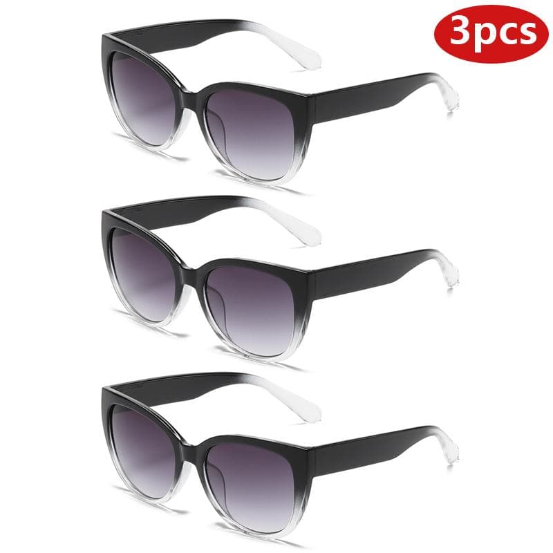 3pcs Fashion Oversized Cat Eye Sunglasses Women Purple Gradient UV400 Protective Glasses Large Frame Shades
