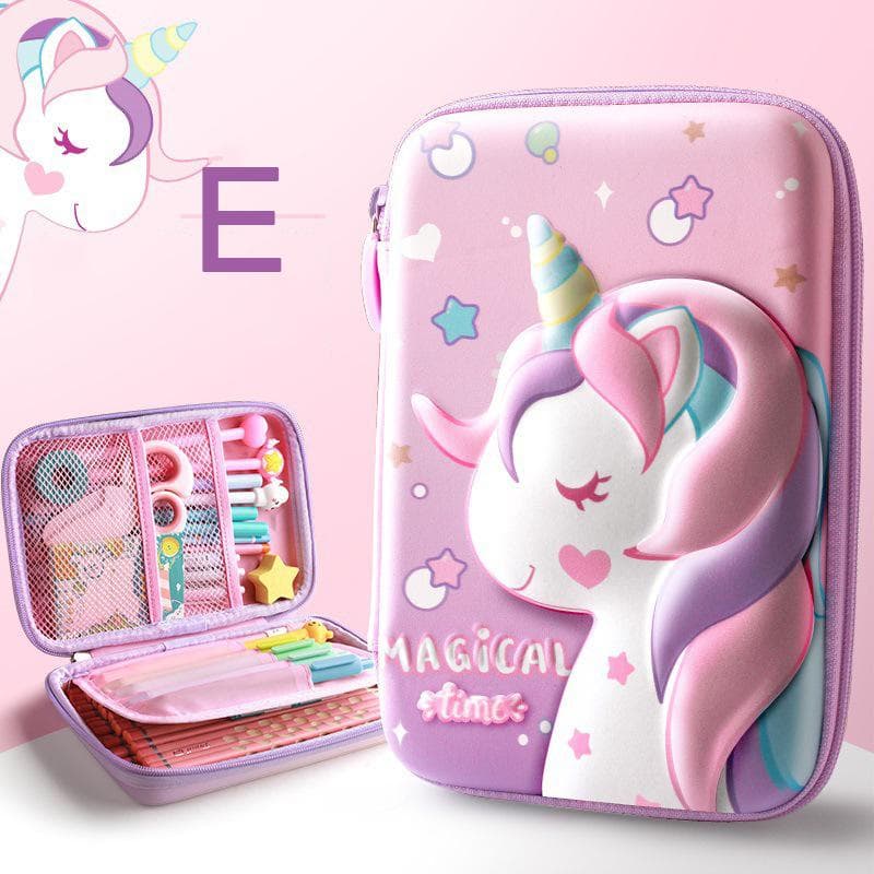 3D EVA Unicorn Cute Pencil Case Cartoon Stationery Box Girls Color Pencil Box Student Pen Case School Supplies Gifts Ipad Case M