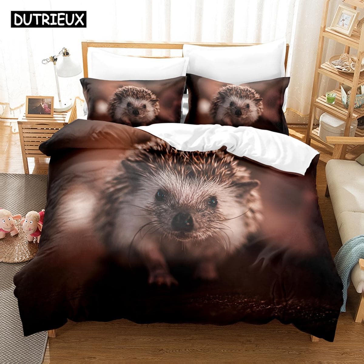 3D New Hedgehog Bedding Sets Duvet Cover Set With Pillowcase Twin Full Queen King Bedclothes Bed Linen EU Double(200x200cm)